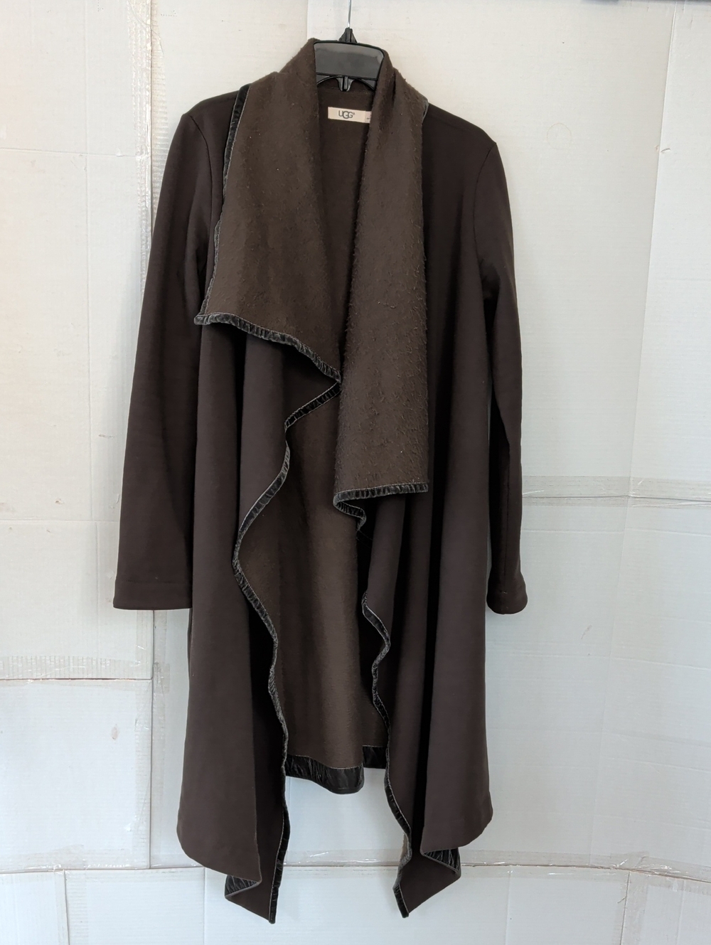 UGG Dark Brown Waterfall Draped Cardigan Sz Medium Soft Comfy Cozy Chic Office